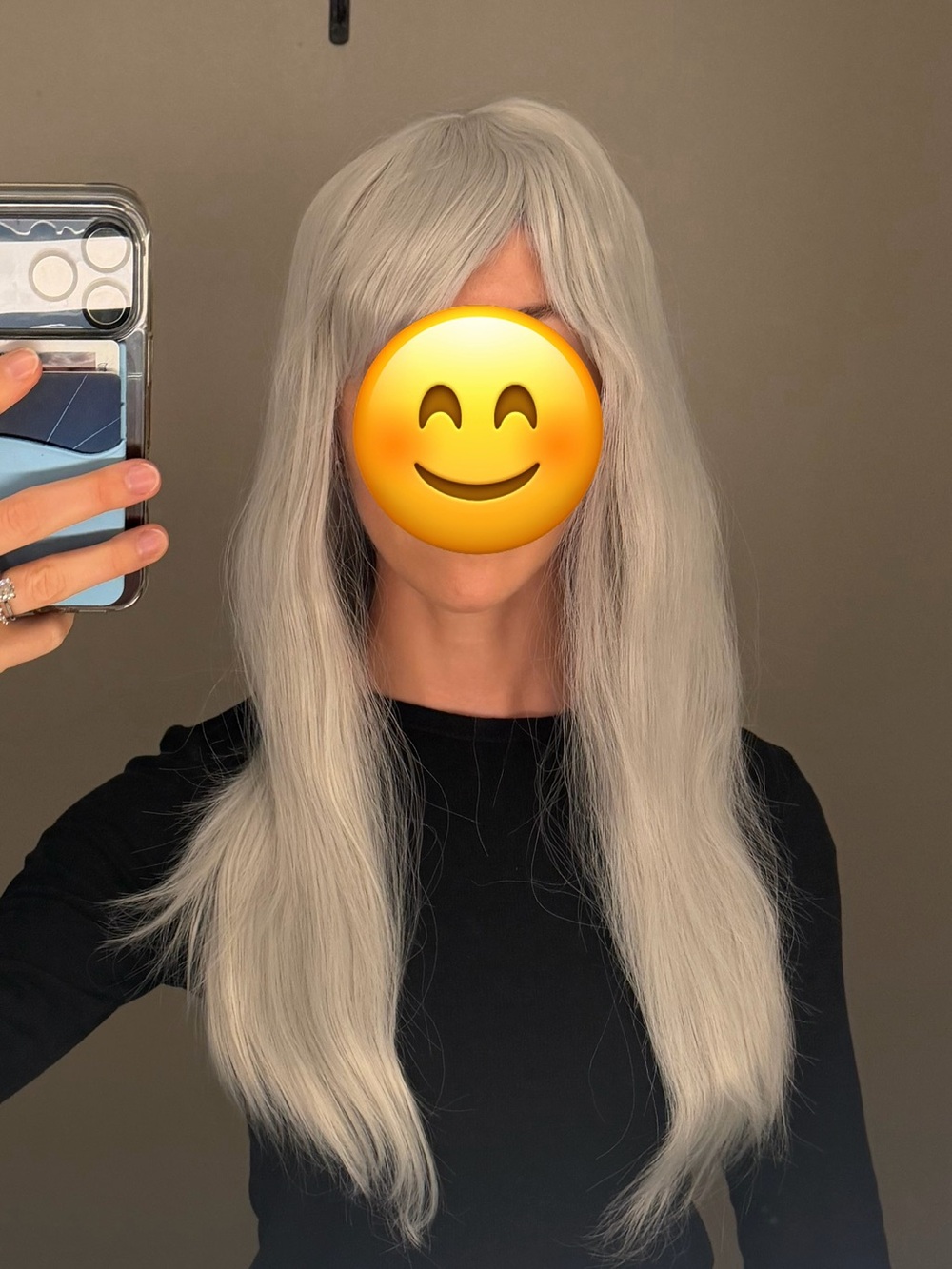 Long Straight Women's Wig with Fringe - Platinum Blonde